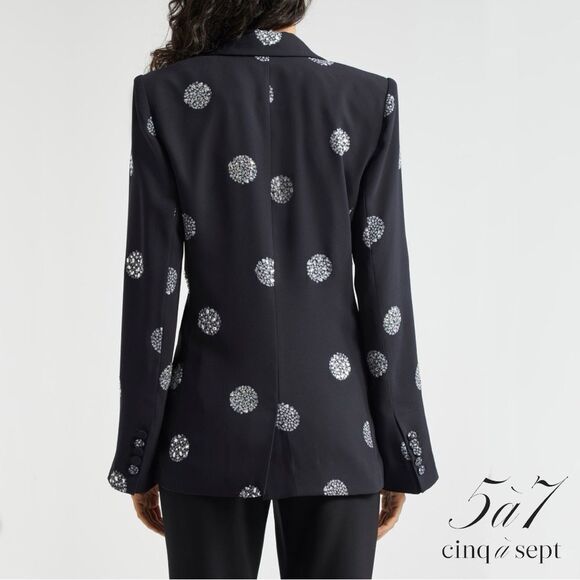 Cinq à Sept **NWT** Crystal Dot 'Karlie' Blazer in Black with Silver Rhinestones - Picture 6 of 16
